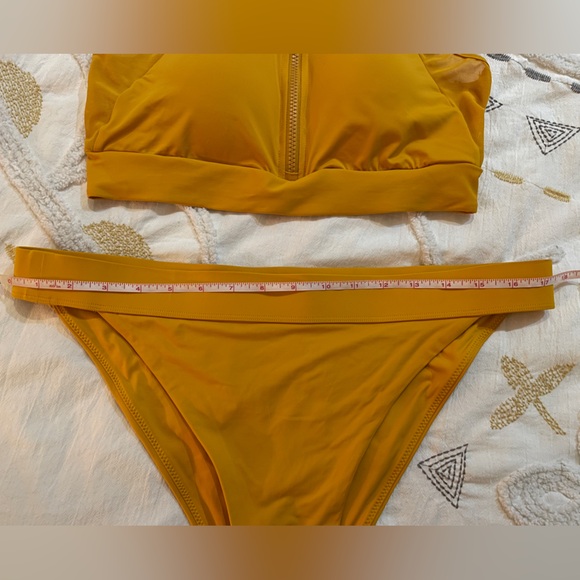 knix Golden Mustard High Neck Zip Bikini Set - Picture 7 of 11